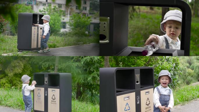 小孩捡垃圾公共文明行为卫生城市环境卫生爱