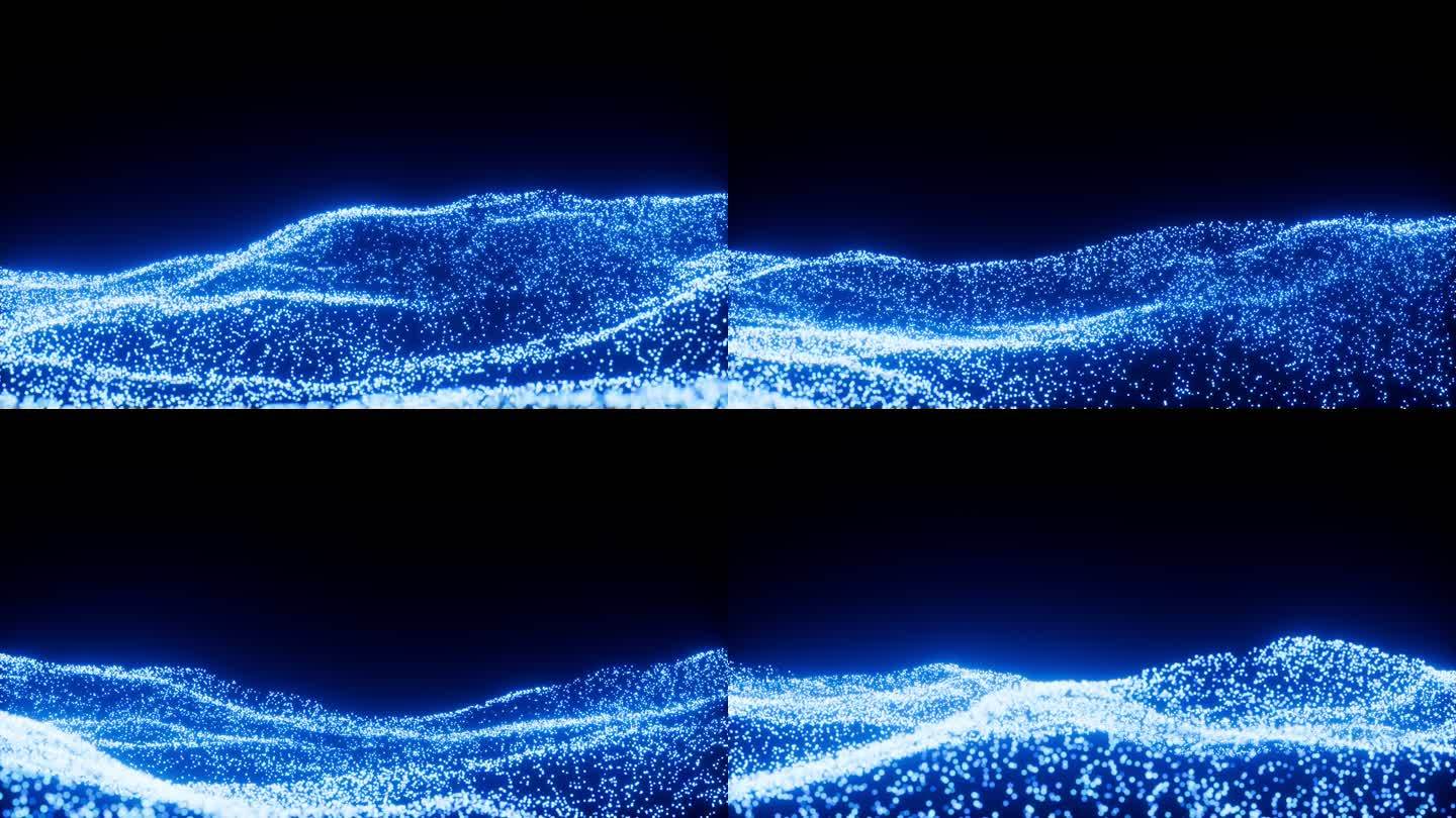 蓝色抽象飞舞的粒子动画
