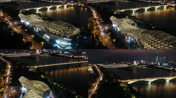 广西柳州柳江双鱼汇城市景观夜景航拍