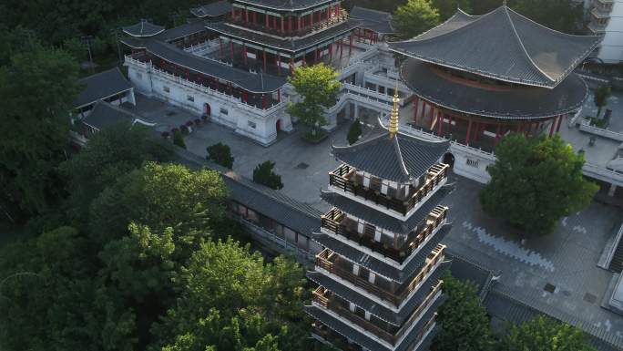 广西柳州文庙古建筑航拍
