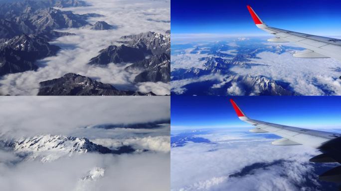 成都往西藏的航空客机上 俯瞰云山