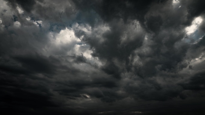 乌云黑云风云飘动快下雨天空变黑云层变幻