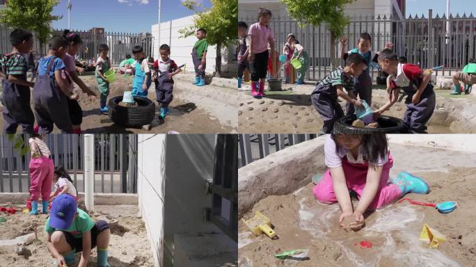 幼儿园小朋友玩水玩泥巴玩沙子