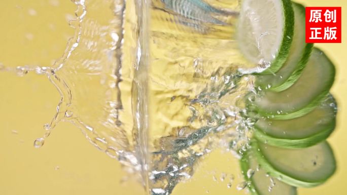 香水柠檬青柠檬落水掉水入水泼水升格实拍