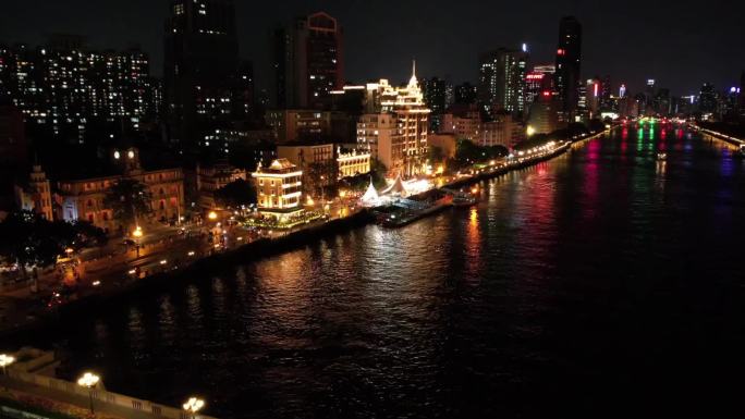 广州粤海关延时视频交通繁忙车流夜景