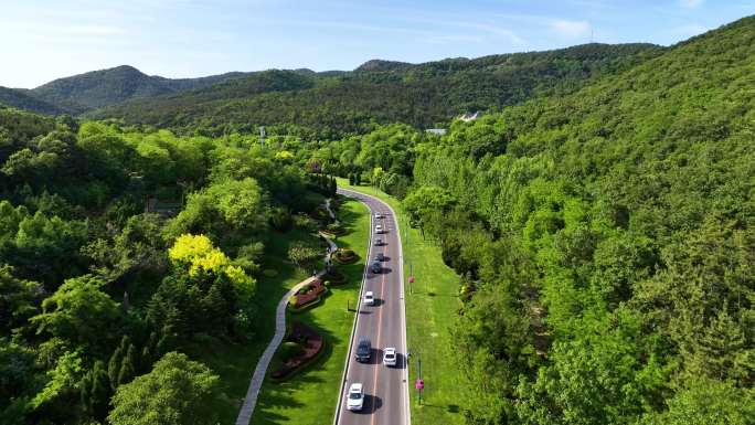 沿山公路 山路跟车航拍 景观道路