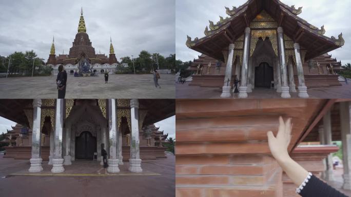 旅游者参观佛庙素材