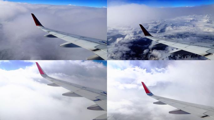 成都往西藏的航空客机上 飞越云层 颠簸