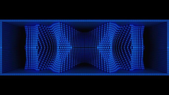 【裸眼3D】方块阵列科幻未来蓝色空间光影