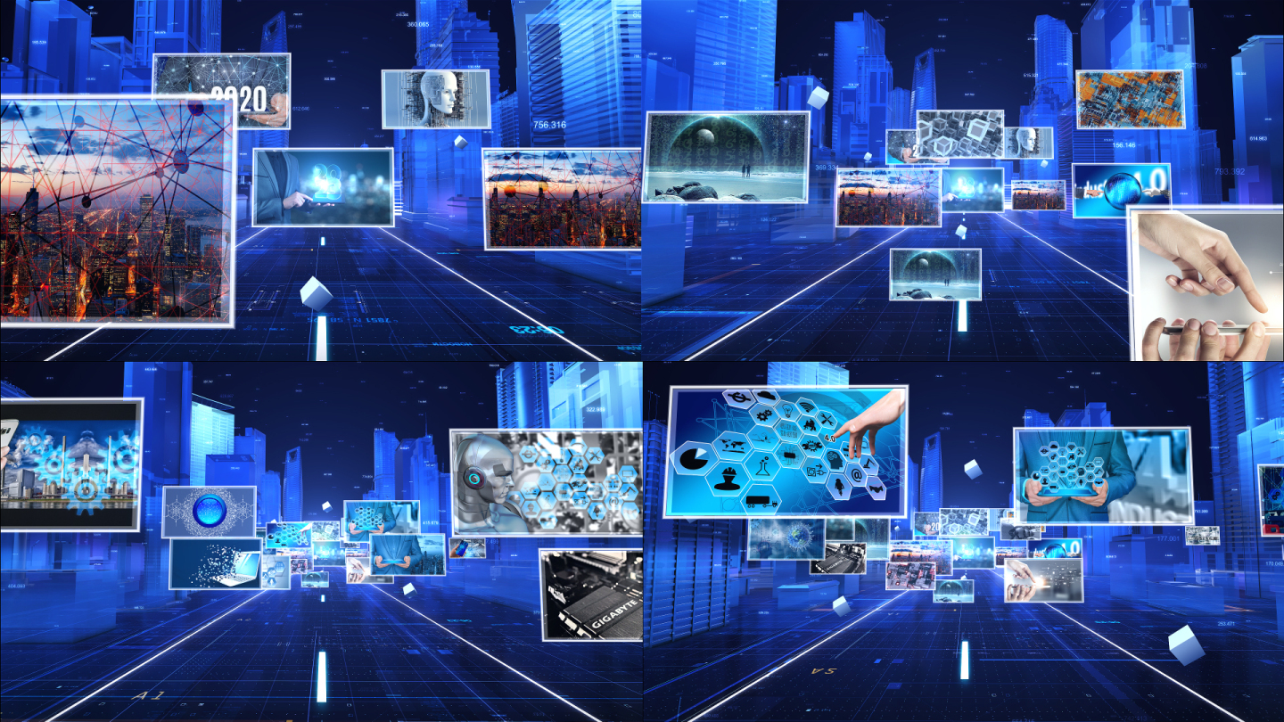 E3D科技城市图片汇聚片头AE模板