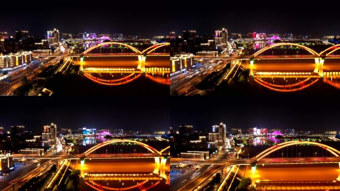 南充嘉陵江夜景航拍