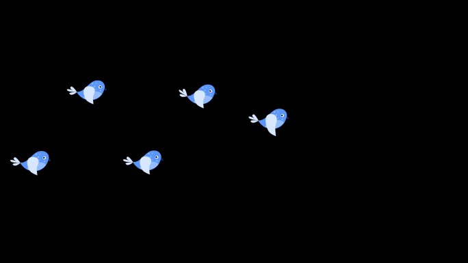 一群蓝色卡通鸟飞过带通道