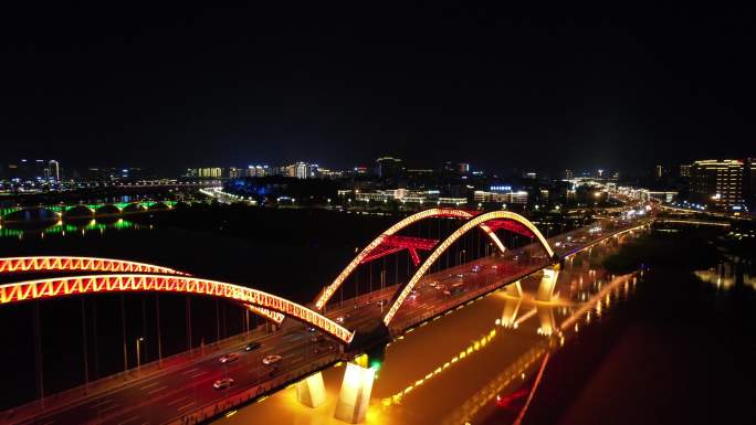 南充嘉陵江夜景航拍