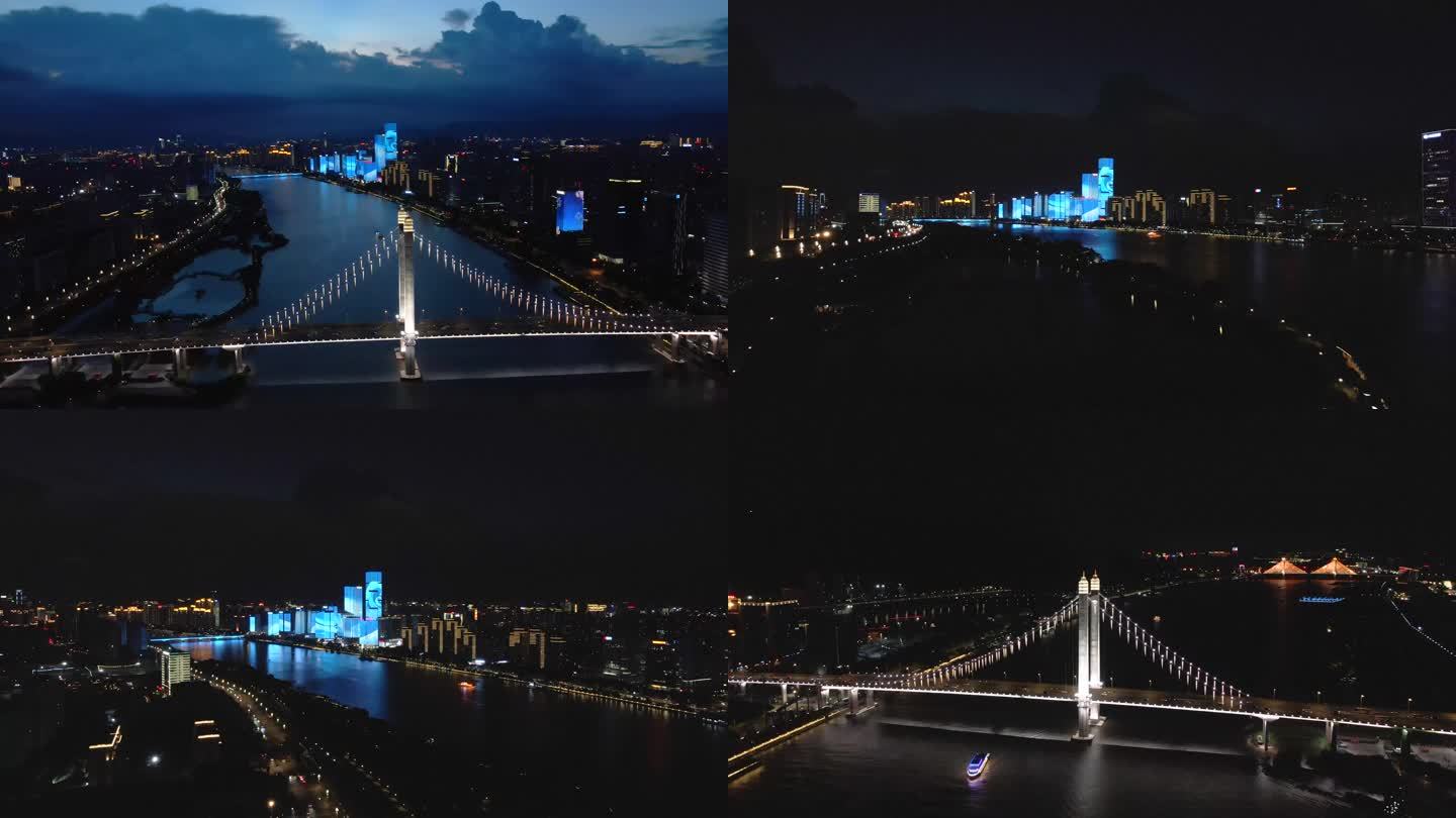 福州鼓山大桥夜景航拍4k