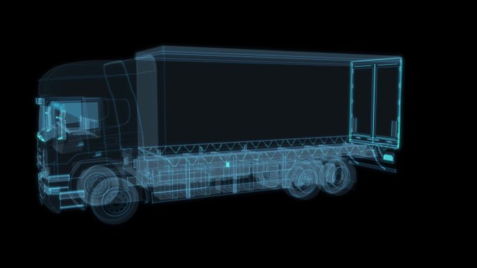 重型卡车 货运冷链运输车科幻透明赛博朋克