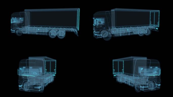 重型卡车 货运冷链运输车科幻透明赛博朋克