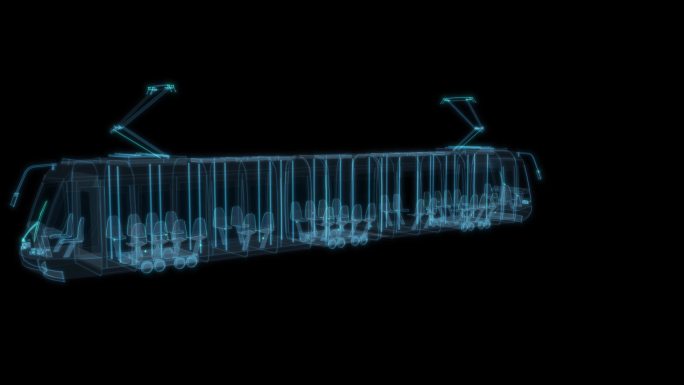 有轨电车公共汽车公交车科幻透明赛博朋克