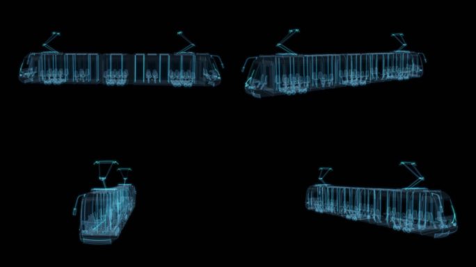 有轨电车公共汽车公交车科幻透明赛博朋克