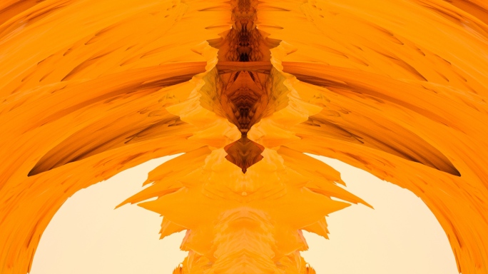 【4K时尚背景】橘黄炫酷异形抽象艺术空间