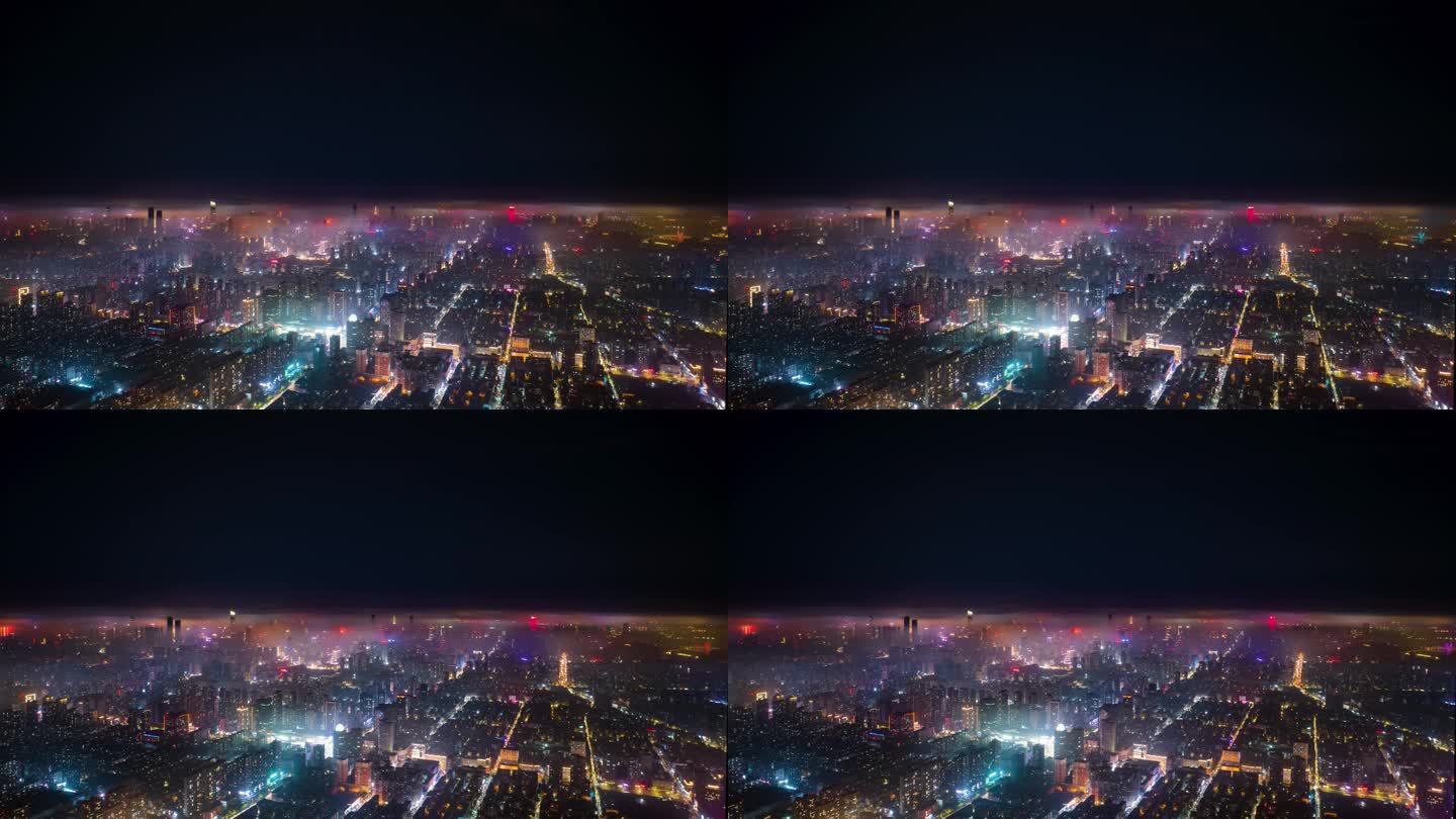 4K超清沈阳城市夜晚航拍夜景交通空境