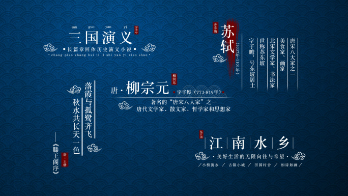古风字幕古典诗词白色文字标题中国风汉字