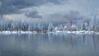 湖泊雪景三维场景视频素材