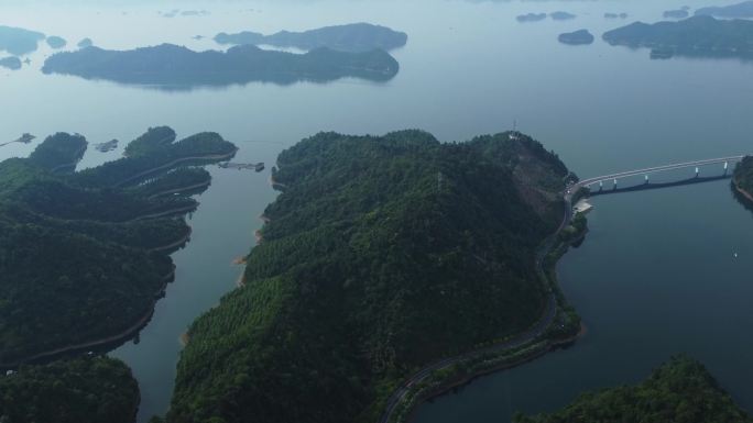 航拍千岛湖大桥4k