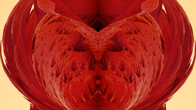 【4K时尚背景】红色镜像异形流动视觉艺术