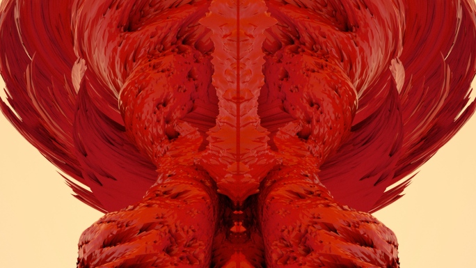 【4K时尚背景】红色镜像异形流动视觉艺术