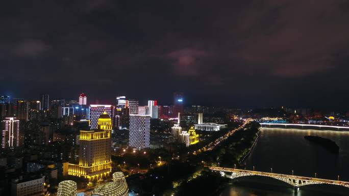 广西柳州柳江双鱼汇城市景观夜景航拍
