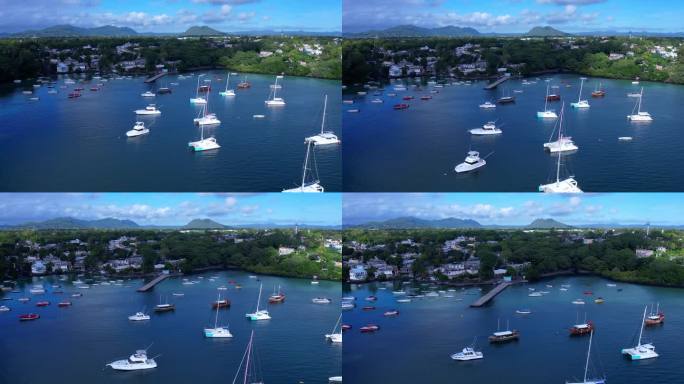 4K商用毛里求斯原生态风景大海度假村游艇