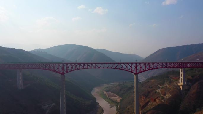 4K航拍云南元江特大桥，中老铁路航拍