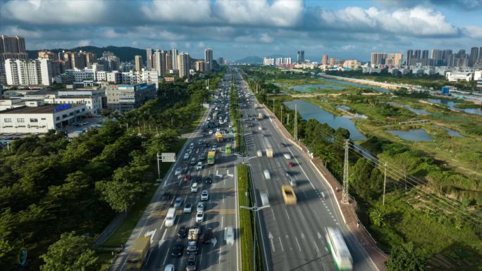 道路交通车流延时空镜头