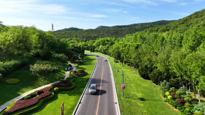 沿山公路 山路跟车航拍 景观道路