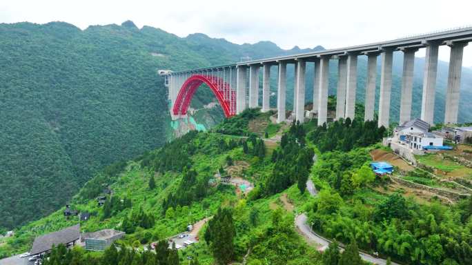 贵州遵义大发渠大桥航拍素材（5k)
