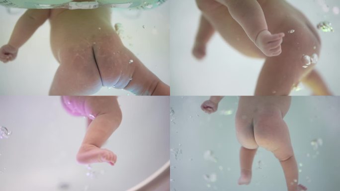新生儿游泳唯美慢动作升格视频