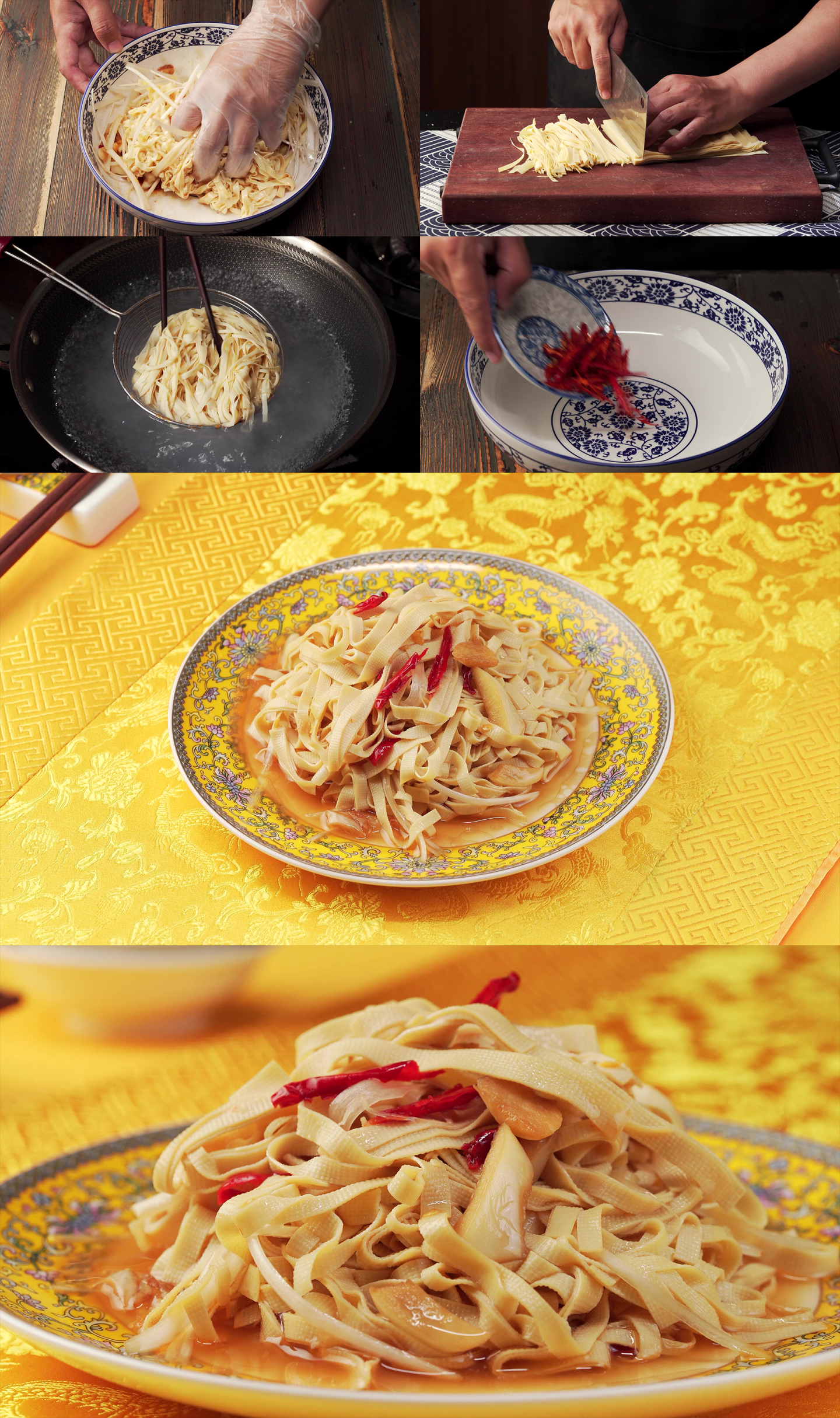 中国东北特色家常小菜凉拌豆腐丝制作过程