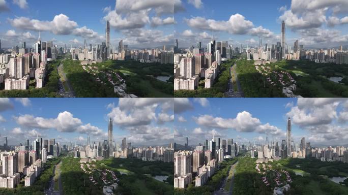 深圳深南大道蓝天白云航拍