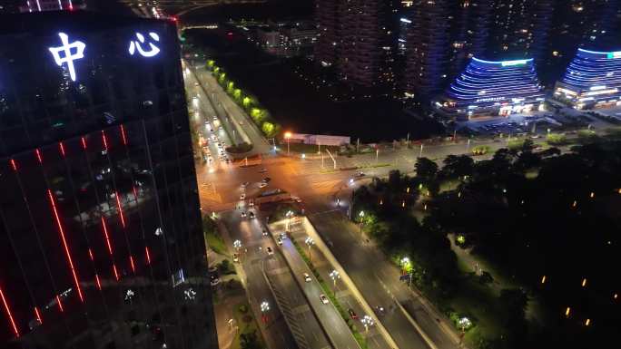 泸州航拍金融中心商业中心城市夜景4K