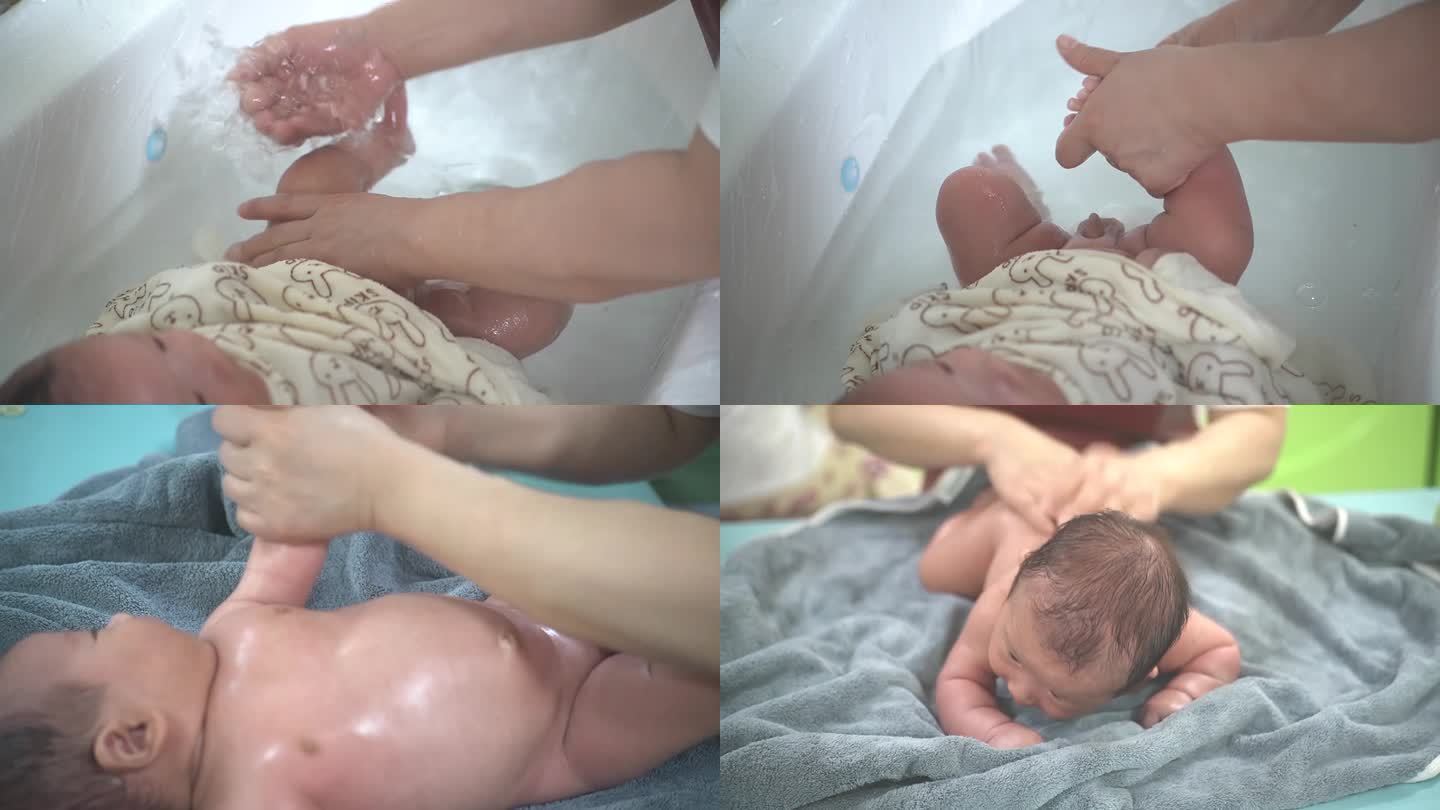 新生儿洗澡，宝宝洗澡，宝宝抚触，新生儿