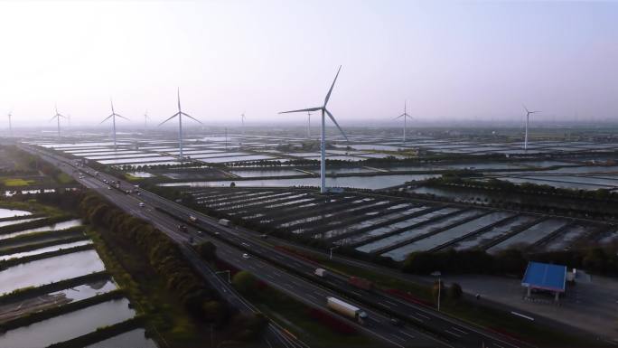 4K风力发电风能高速公路环保绿能