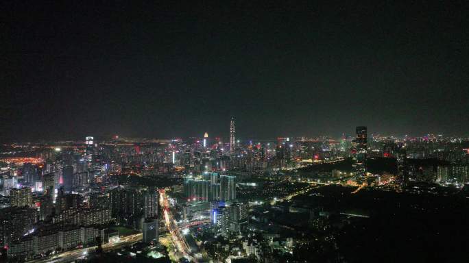 深圳平安中心CBD夜景航拍