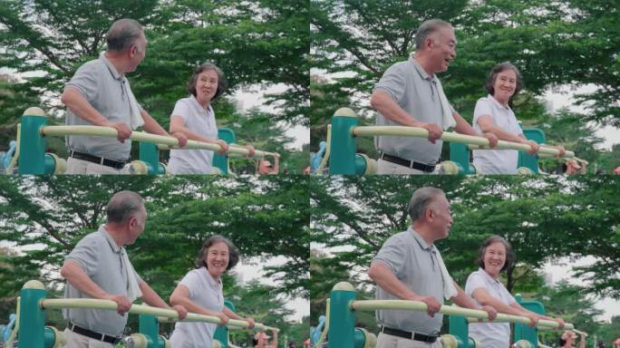 公园锻炼身体的老人