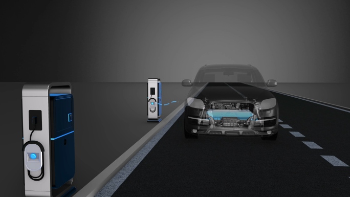 新能源绿色电动汽车汽车充电充电桩动画模型