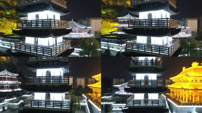 广西柳州百里柳江文庙夜景航拍