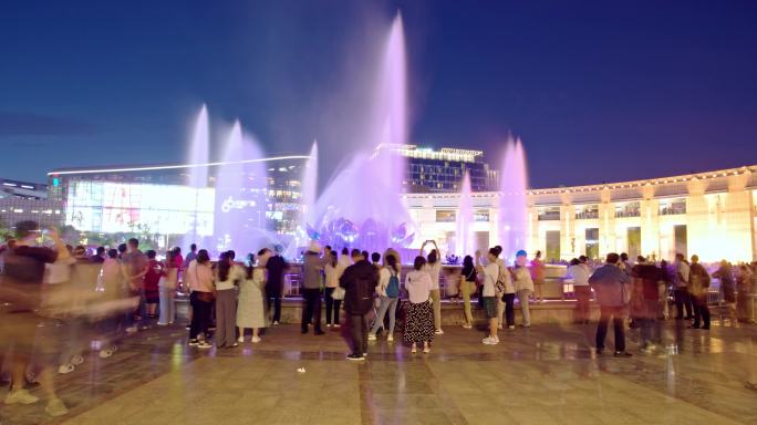 泉城广场音乐喷泉移动延时4K