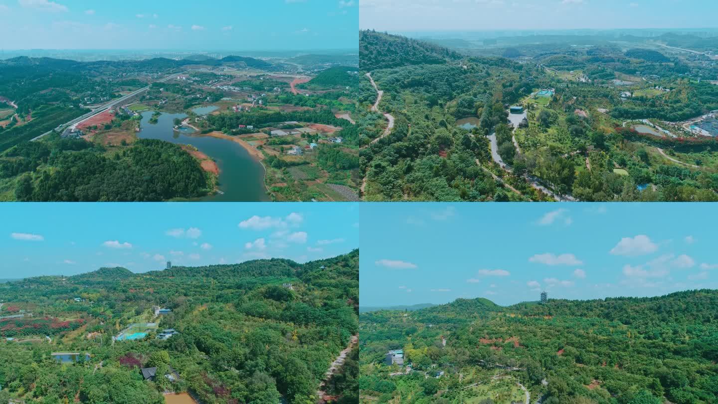 航拍绵阳小枧 五一水库 太乙仙山植物园