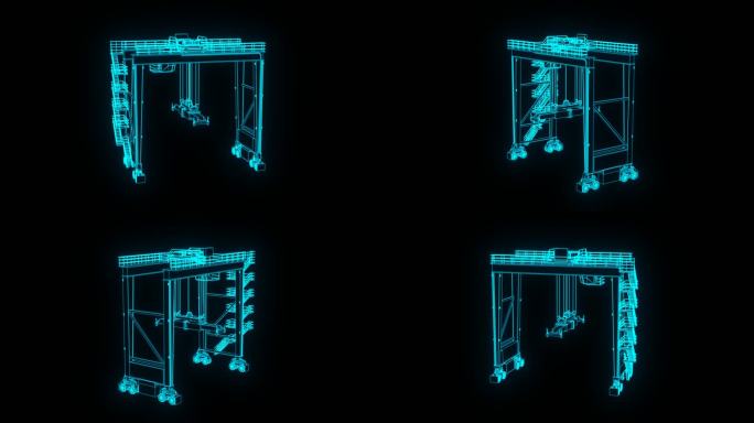 全息线框起重机素材带通道