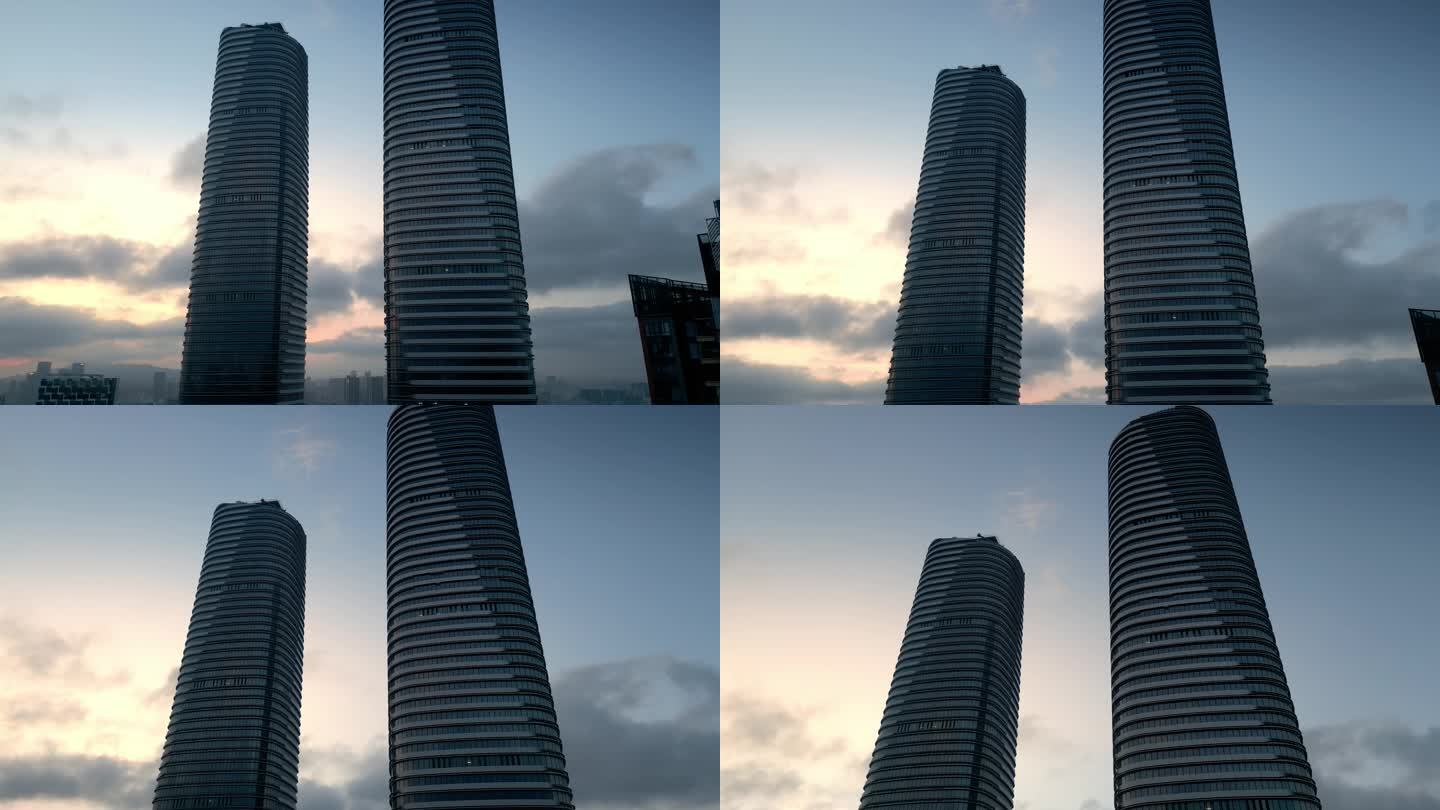 推进上扬镜头大气展示深圳双子塔大厦