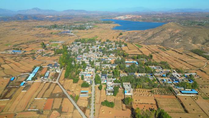 航拍乡村 小河 玉米 玉米丰收 乡村振兴